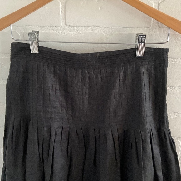 Folia Mini skirt Academia A-line Black 100% linen Drop waist pleated Preppy 3-4 - Picture 4 of 8
